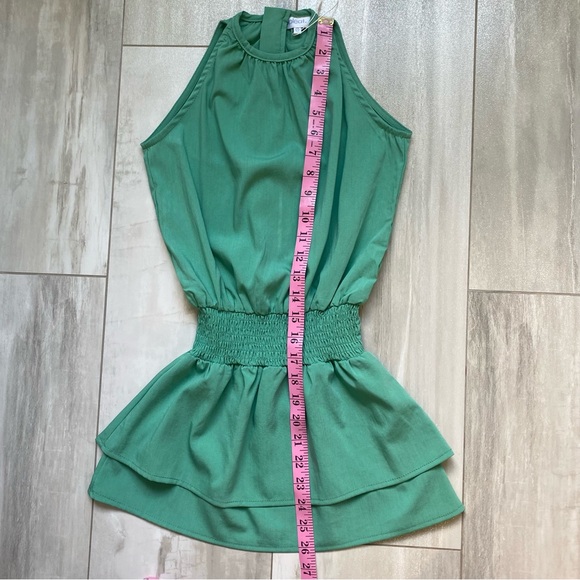 NWT Pleat. Wells Jade Green High Neck Sleeveless Dress Layered Skirt, girls 7 - Picture 8 of 13